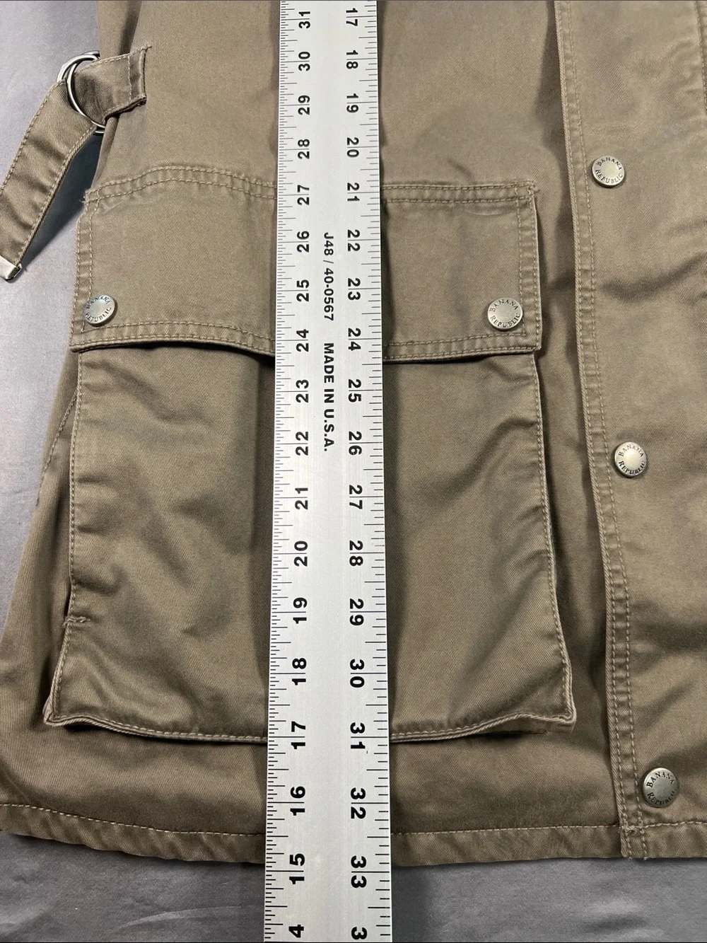 Banana Republic Olive Field Jacket with Dark Contrast Collar